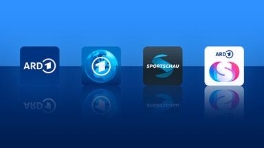 Die Logos von ARD Mediathek, tagesschau, Sportschau und ARD Sounds